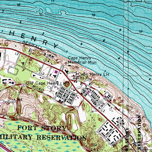 Topographic Map of Cape Henry Lighthouse, VA