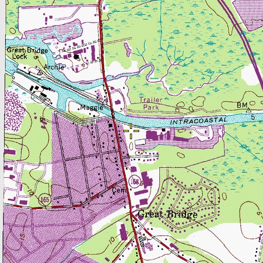Topographic Map of Great Bridge Battle Site, VA