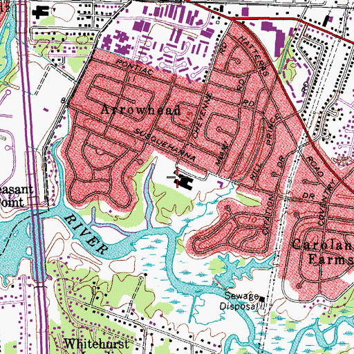 Topographic Map of Arrowhead Elementary School, VA