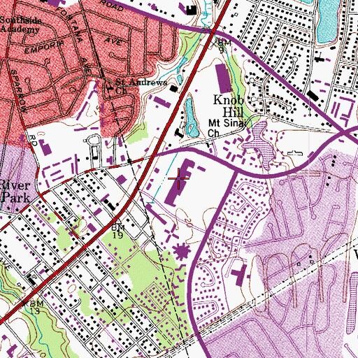 Topographic Map of College Park Square Shopping Center, VA