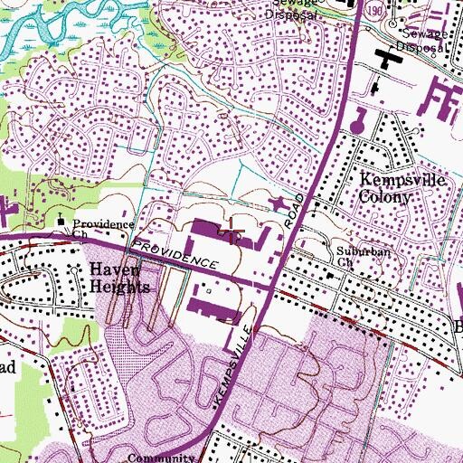 Topographic Map of Fairfield Shopping Center, VA