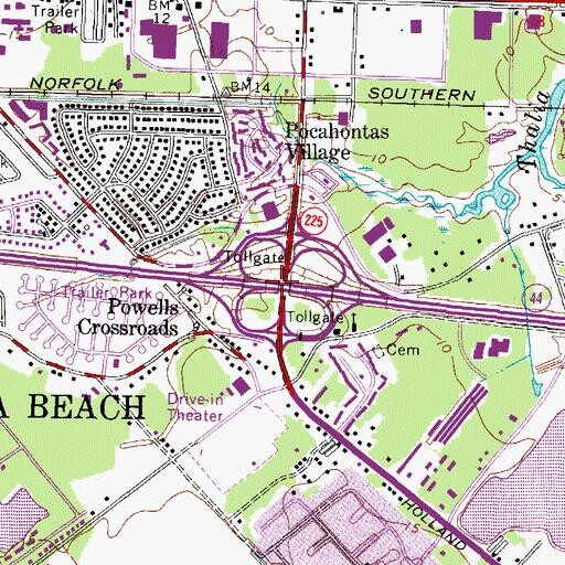 Topographic Map of Interchange 3, VA