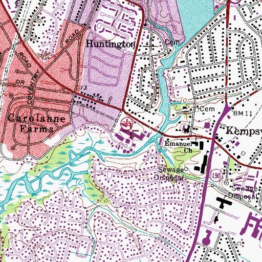 Topographic Map of Kempsville Plaza Shopping Center, VA