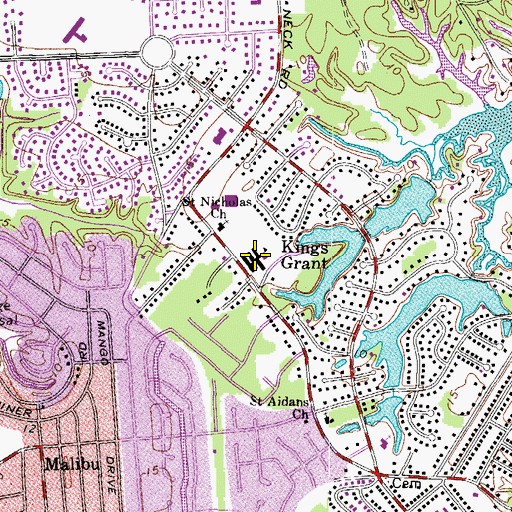 Topographic Map of King's Grant Elementary School, VA