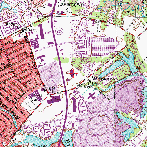 Topographic Map of Sentara Bayside Hospital, VA