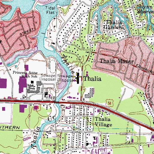 Topographic Map of Thalia Elementary School, VA