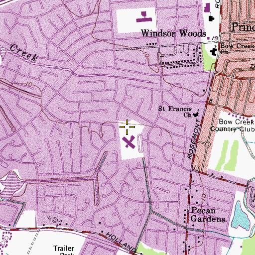 Topographic Map of Windsor Oaks Elementary School, VA