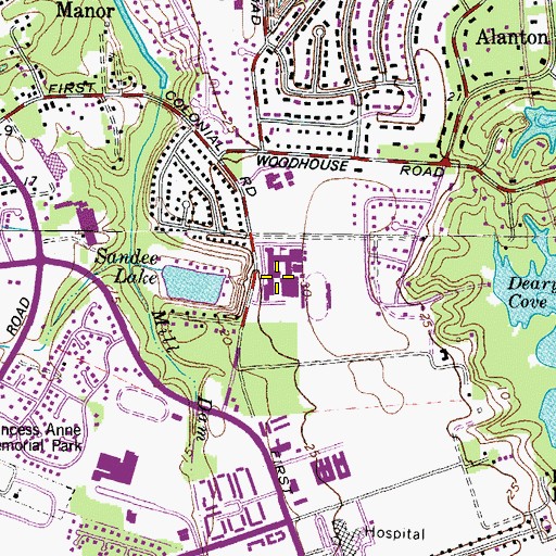Topographic Map of First Colonial High School, VA