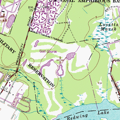 Topographic Map of Redwing Lake Golf Course, VA
