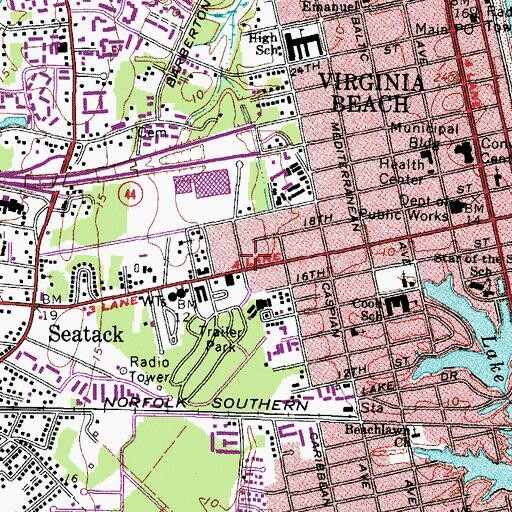 Topographic Map of Virginia Beach Police Department Second Precinct, VA