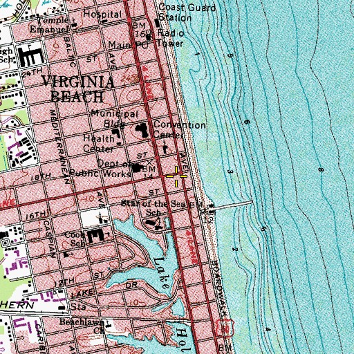 Topographic Map of Virginia Beach Post Office Station Number 1, VA
