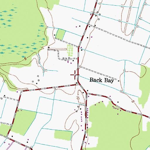 Topographic Map of Backbay Post Office, VA