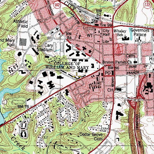 Topographic Map of Barrett Hall, VA