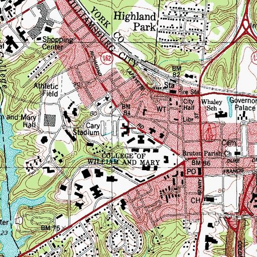 Topographic Map of Bryan Hall, VA