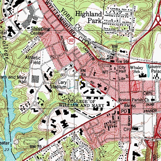 Topographic Map of Camm Hall, VA
