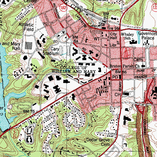Topographic Map of Chandler Hall, VA