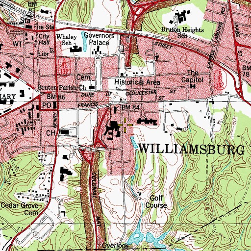 Topographic Map of Folk Art Branch Colonial Williamsburg Foundation Library, VA
