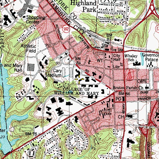 Topographic Map of Old Dominion Hall, VA