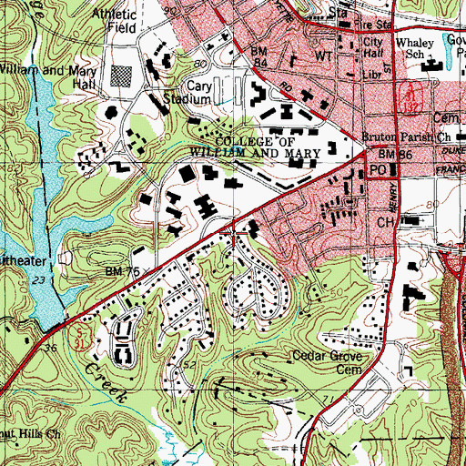 Topographic Map of Temple Beth El, VA