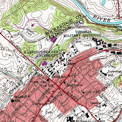 Topographic Map of Washington and Lee University Historic District, VA
