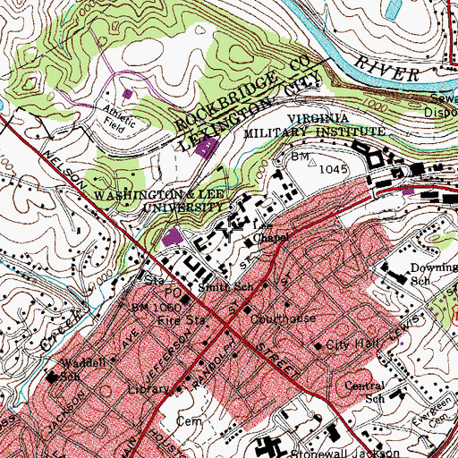 Topographic Map of Newcomb Hall, VA
