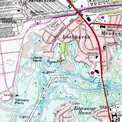 Topographic Map of Hermitage Foundation Museum, VA