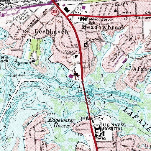 Topographic Map of Norfolk Yacht and Country Club, VA