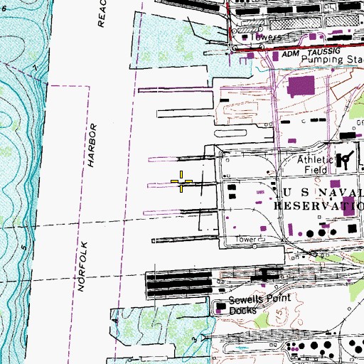 Topographic Map of Pier 22, VA