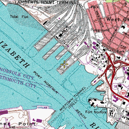 Topographic Map of Pier P, VA