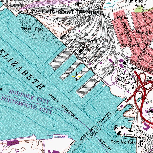 Topographic Map of Pier S, VA