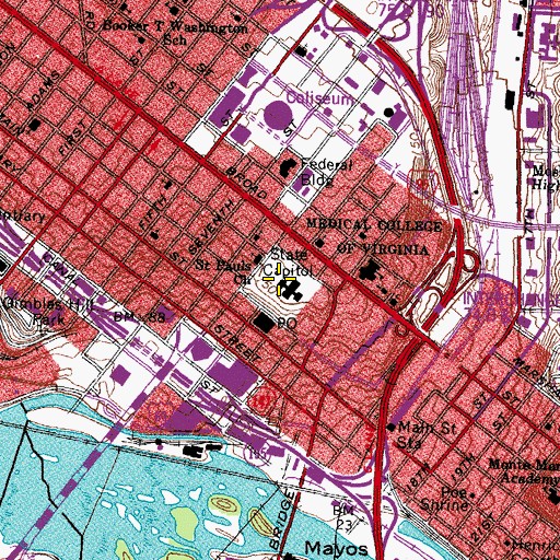 Topographic Map of Capitol Square, VA
