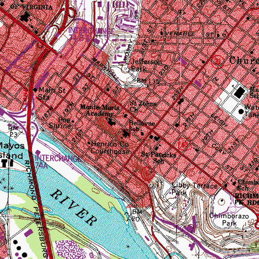 Topographic Map of Van Lew Mansion (historical), VA