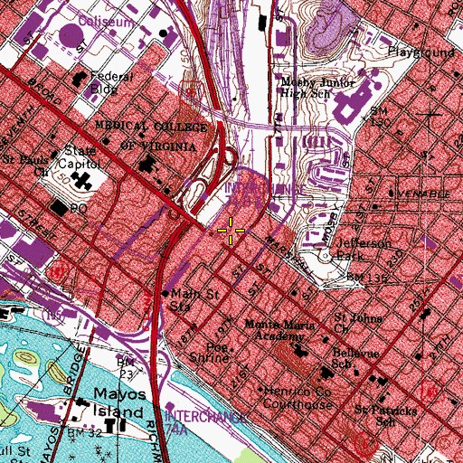 Topographic Map of Virginia Central Railroad Depot (historical), VA