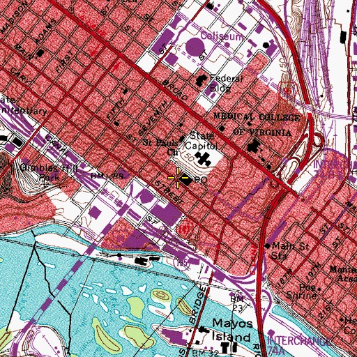 Topographic Map of Confederate Reading Room (historical), VA