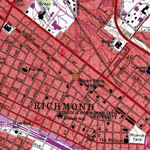 Topographic Map of Robert E Lee Statue, VA