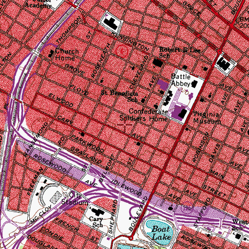 Topographic Map of Belmont Branch Richmond Public Library, VA
