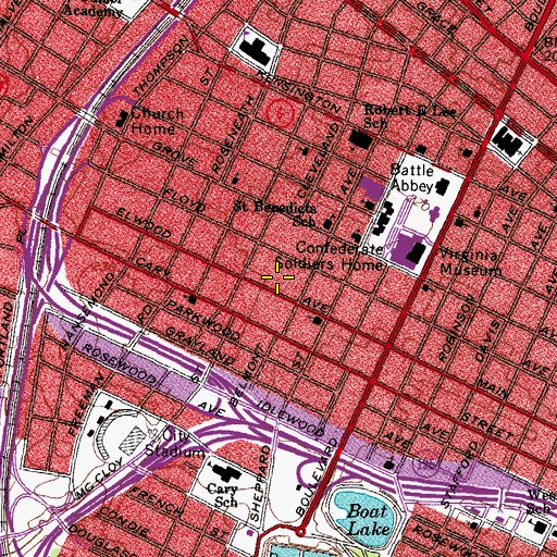 Topographic Map of Belmont Branch Richmond Public Library, VA