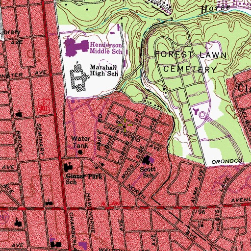 Topographic Map of First Baptist Church of Washington Park, VA