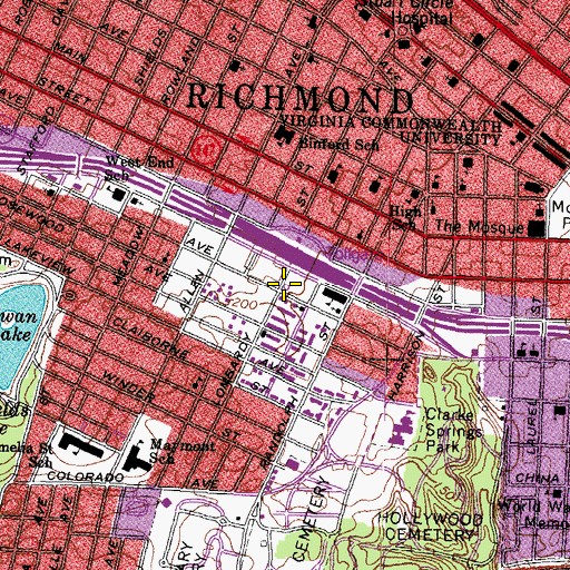 Topographic Map of Second Baptist Church, VA