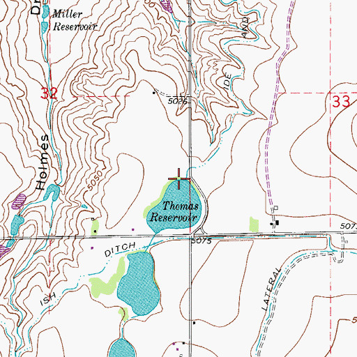 Topographic Map of Thomas Reservoir, CO