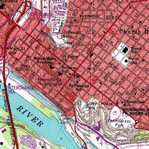 Topographic Map of Deliverance Temple Church of God in Christ, VA