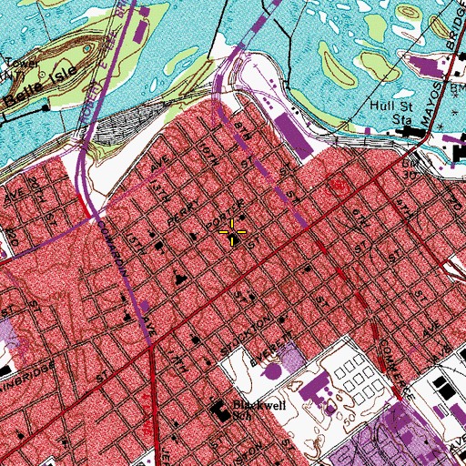 Topographic Map of Bainbridge Street Baptist Church, VA