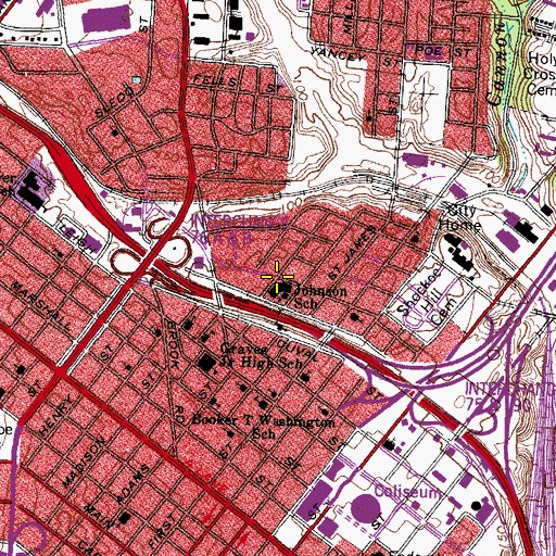 Topographic Map of Johnson Building, VA