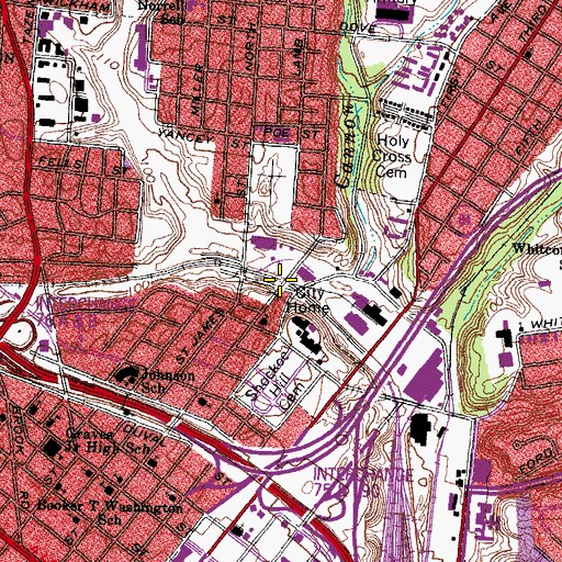 Topographic Map of J E B Stuart Bridge, VA
