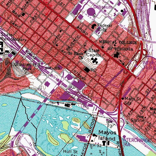 Topographic Map of James Center, VA