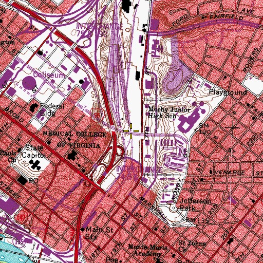 Topographic Map of Martin Luther King Junior Memorial Bridge, VA