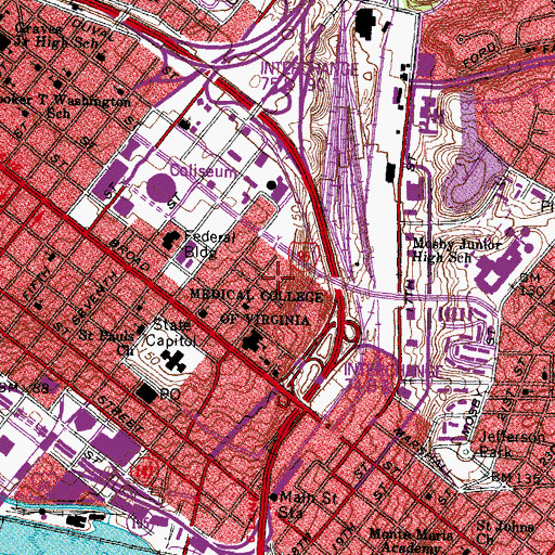 Topographic Map of McGuire Hall, VA