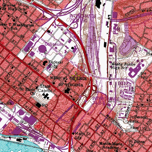 Topographic Map of Tompkins-McCaw Library, VA