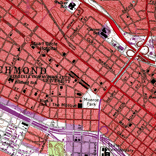 Topographic Map of Ginter Hall, VA