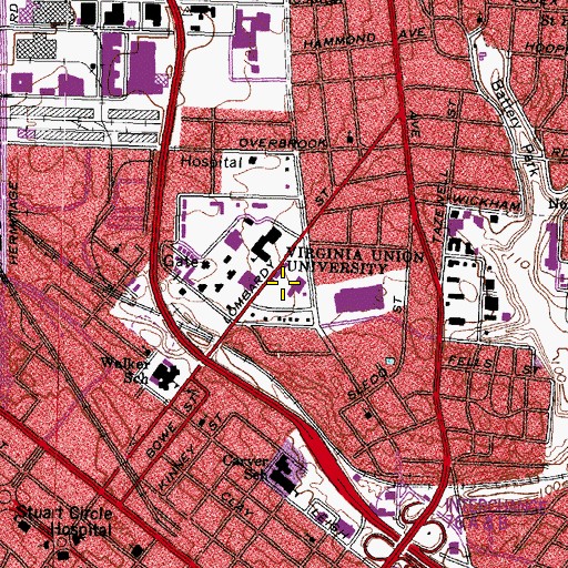 Topographic Map of Hovey Field, VA